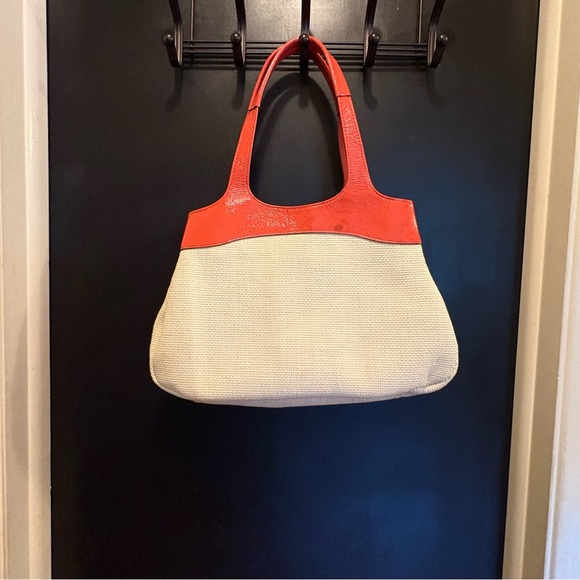 Vintage Y2K Coach Lexi Woven Straw Butterfly Purse-  Coral/Orange B1168-F16584 - Picture 8 of 16